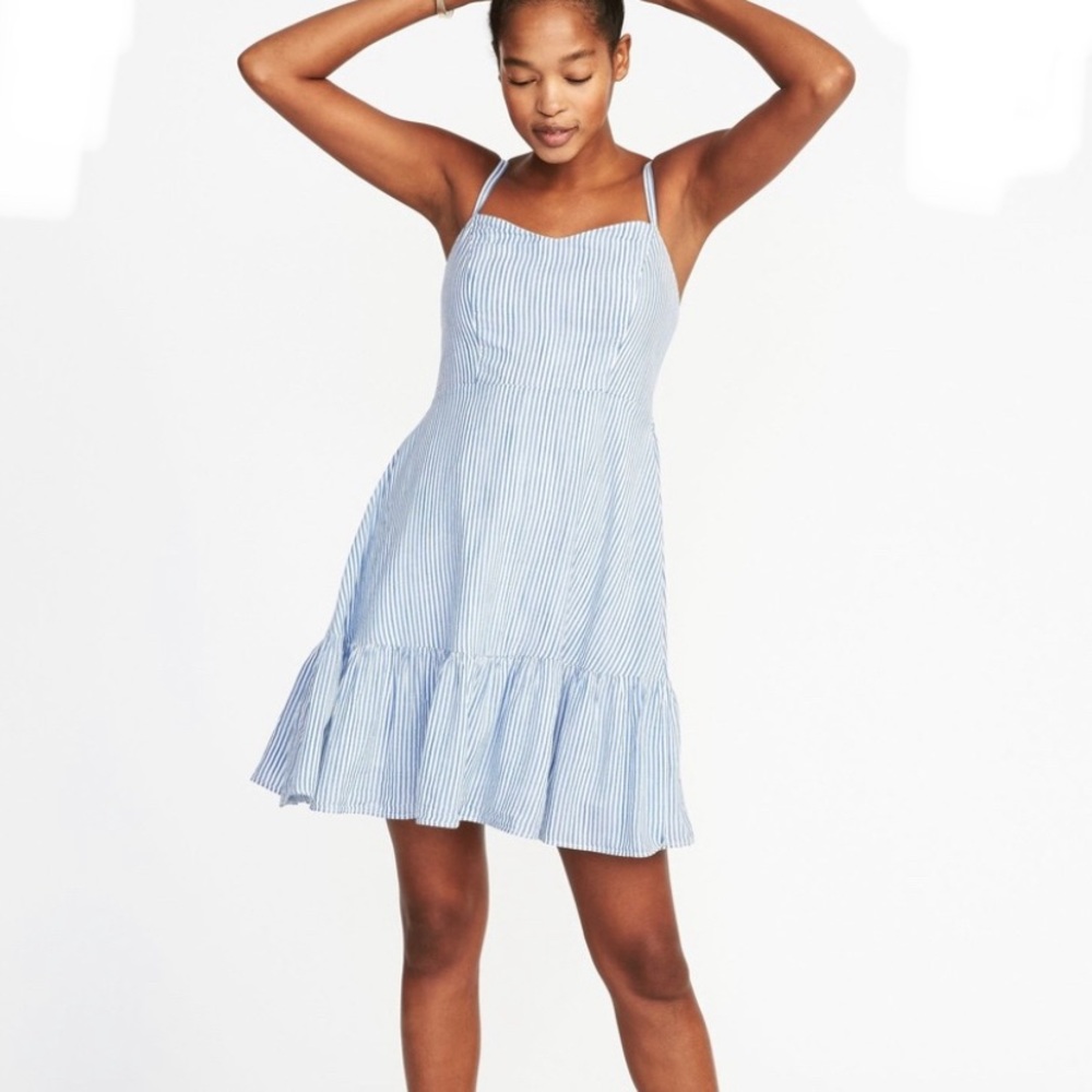 Blue & White Striped Summer Dress